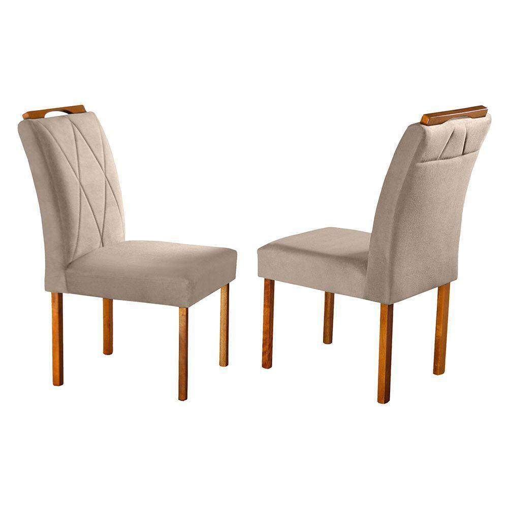 Conjunto Sala De Jantar Natalle 4 Lugares Mesa Redonda 1,2m E 4 Cadeiras Moveis Mix Mel/off White/ Bege Areia - 2