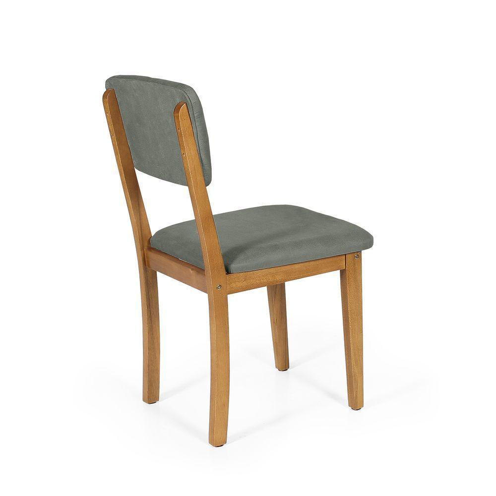 Mesa De Jantar Redonda Gabi Pret/jade Com 4 Cadeiras Estofadas Ella Cinza - 4