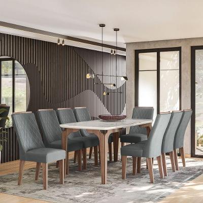 Conjunto Sala De Jantar Romênia Gold 1,83 Com 8 Cadeiras 03A