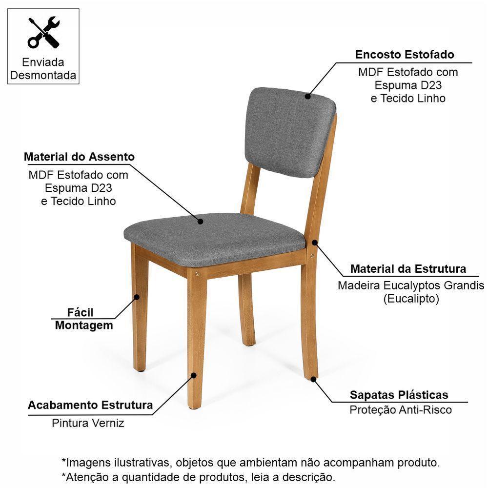 Mesa De Jantar Redonda Gabi Jade Com 4 Cadeiras Estofadas Ella Cinza Escuro - 2