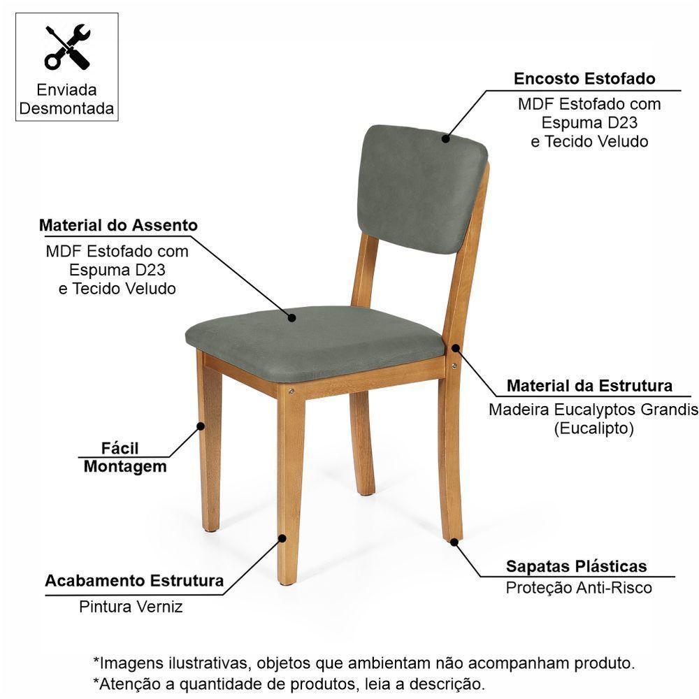 Mesa De Jantar Redonda Gabi Bran/nor Com 4 Cadeiras Estofadas Ella Cinza - 5