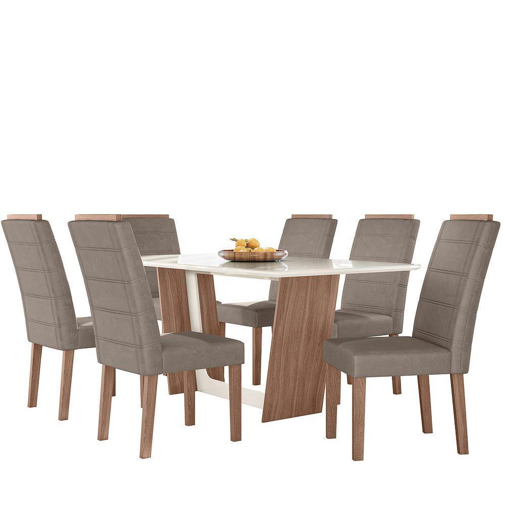 Conjunto Sala De Jantar 1,56 Com 6 Cadeiras Amêndoa 01A - 4