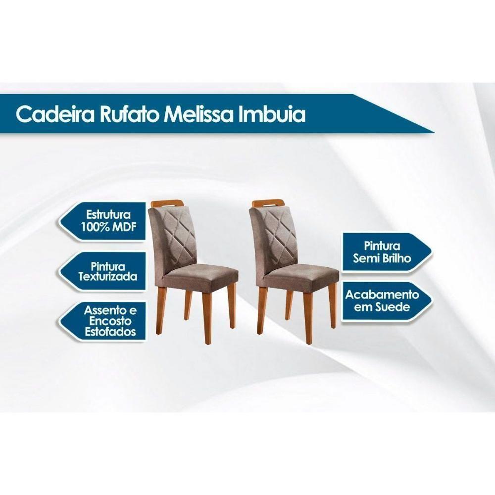 Conjunto: Mesa Sala Jantar  Alvorada Tampo Madeirado Reto  c/ Vidro 180cm + 4 Cadeiras Berlim Imbuia/Animale Chocolate - Rufato - 2