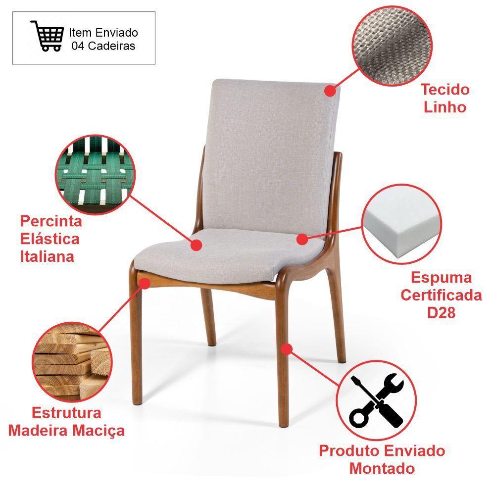 Conjunto Mesa De Jantar Redonda 120cm June Branca Com 4 Cadeiras Garbo Cinza Claro - 3