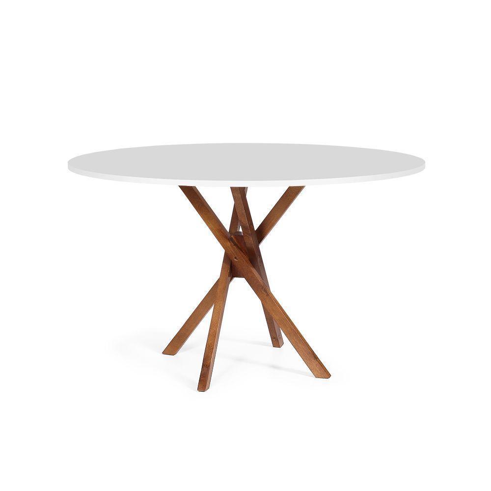 Conjunto Mesa De Jantar Redonda 120cm June Branca Com 4 Cadeiras Garbo Cinza Claro - 6