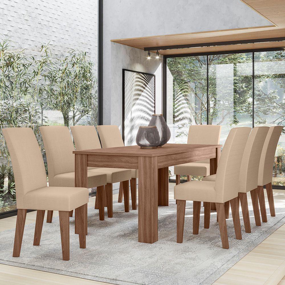 Conjunto Sala De Jantar 1,85 Com 8 Cadeiras Amêndoa 51 - 1