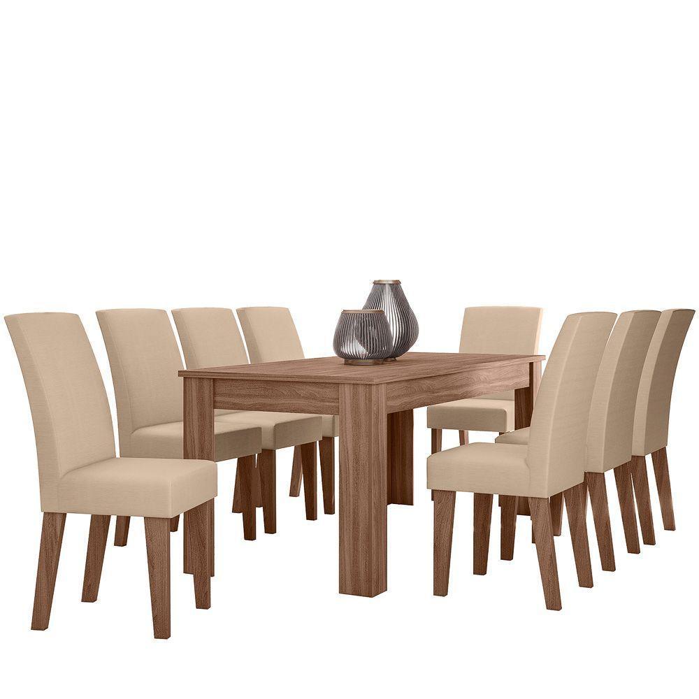 Conjunto Sala De Jantar 1,85 Com 8 Cadeiras Amêndoa 51 - 4