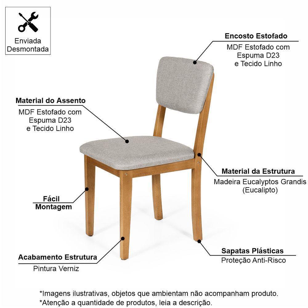 Mesa De Jantar Redonda Gabi Noronha Com 4 Cadeiras Estofadas Ella Cinza Claro - 5