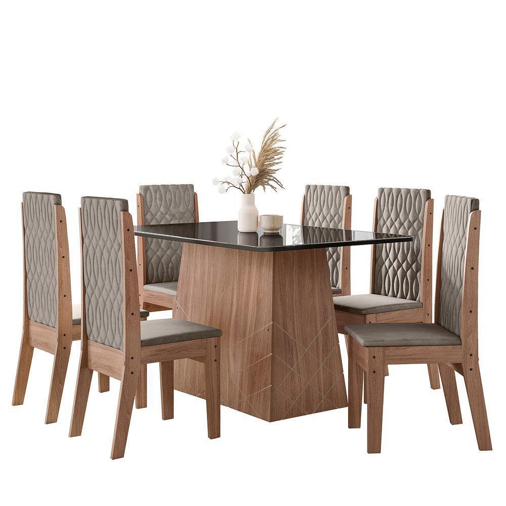 Conjunto Sala De Jantar 1,35 Com 6 Cadeiras Amêndoa 01A - 4