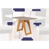 Conjunto: Mesa Sala Jantar Carol c/ Tampo Madeirado c/ Vidro 130cm + 4 Cadeiras Juliana Nature/Off White/Madeira/Joli - Cimol - 3