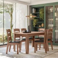 Conjunto Sala De Jantar Mali 1,56 Com 6 Cadeiras Amêndoa 11C - 1