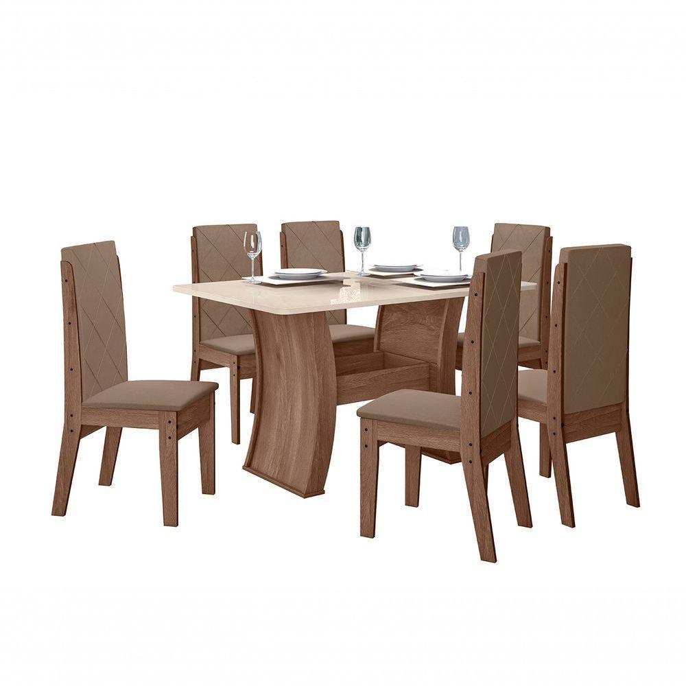 Conjunto Sala De Jantar 1,35 Com 6 Cadeiras Amêndoa 73B - 4