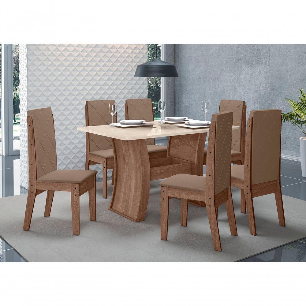 Conjunto Sala De Jantar 1,35 Com 6 Cadeiras Amêndoa 73B - 5