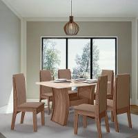Conjunto Sala De Jantar 1,35 Com 6 Cadeiras Amêndoa 73B - 1