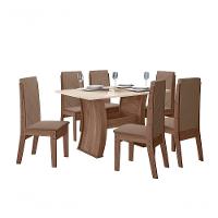 Conjunto Sala De Jantar 1,35 Com 6 Cadeiras Amêndoa 73B
