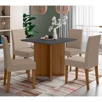 Conjunto Sala De Jantar Quadrada Mesa Helo 90cm E 04 Cadeiras Josi Carvalho Com Grafite - 1