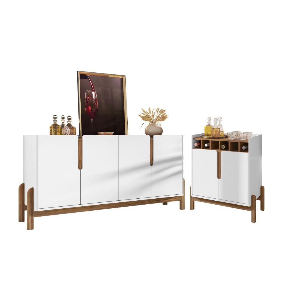 Conjunto Buffet 1.7 E Bar Ramp Branco Cedro - 1