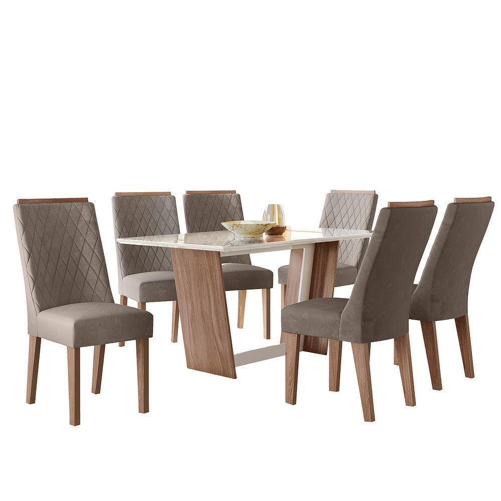 Conjunto Sala De Jantar 1,56 Com 6 Cadeiras Amêndoa 01A - 4