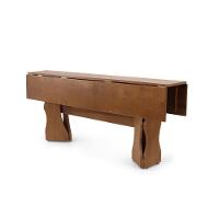 Mesa De Jantar Retangular Dobrável 200cm Em Madeira Maciça Com 2 Bancos - Imbuia - 3