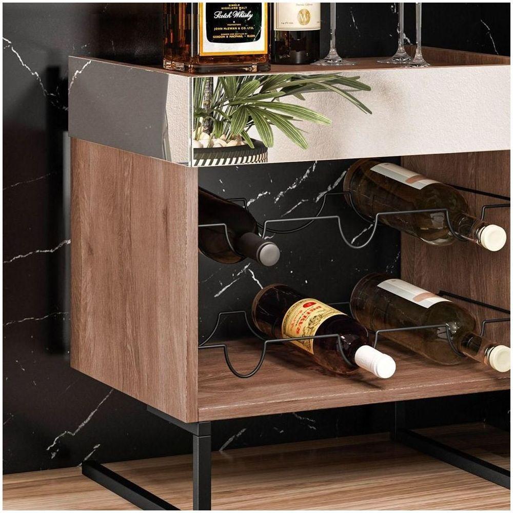 Conjunto 2 Adegas Espelhadas 6 Garrafas Com Pés Metálicos Demolição/preto - 4