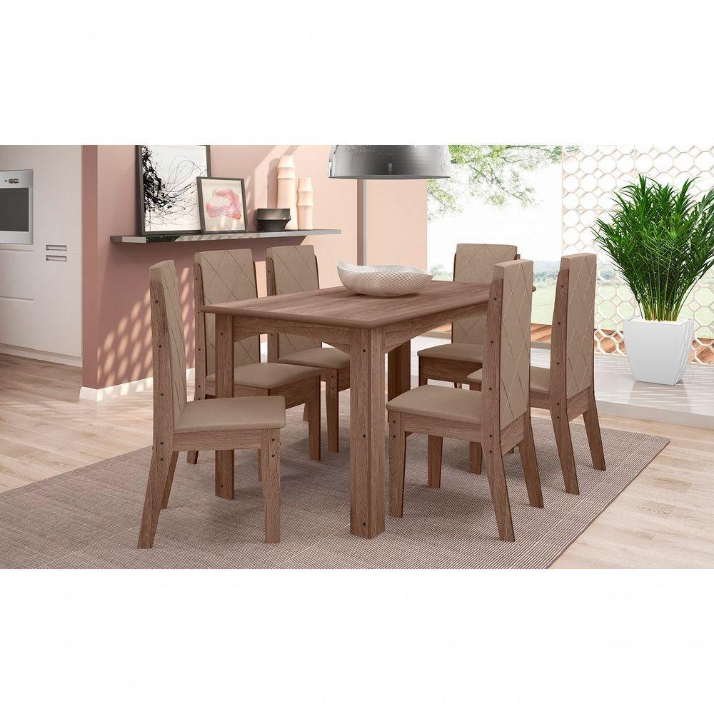 Conjunto Sala De Jantar 1,56 Com 6 Cadeiras Amêndoa 73B - 10