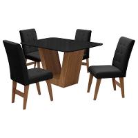 Mesa Safira Com 4 Cadeiras 135cm Cedro/preto/preto - 1