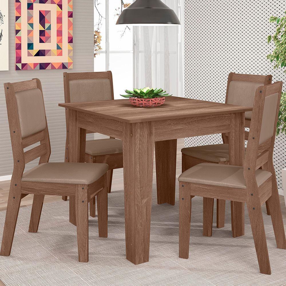 Conjunto Sala De Jantar 0,90 Com 4 Cadeiras Amêndoa 73B - 1