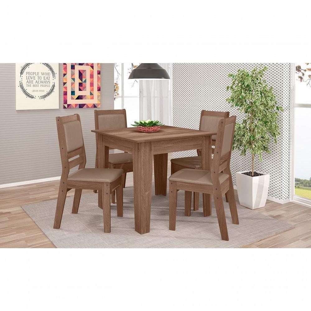 Conjunto Sala De Jantar 0,90 Com 4 Cadeiras Amêndoa 73B - 10