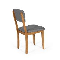 Mesa De Jantar Redonda Gabi Nat/bran Com 4 Cadeiras Estofadas Ella Cinza Escuro