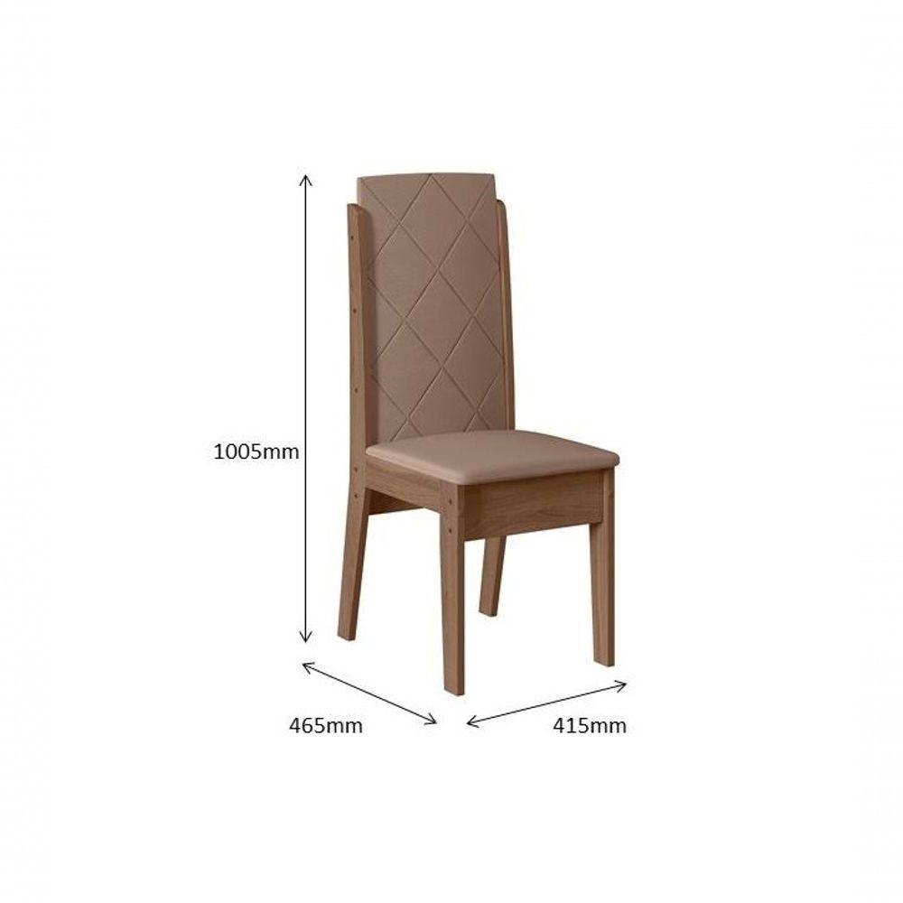 Conjunto De Sala De Jantar 1,35 Com 6 Cadeiras Amêndoa 73B - 2
