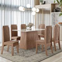 Conjunto De Sala De Jantar 1,35 Com 6 Cadeiras Amêndoa 73B - 1