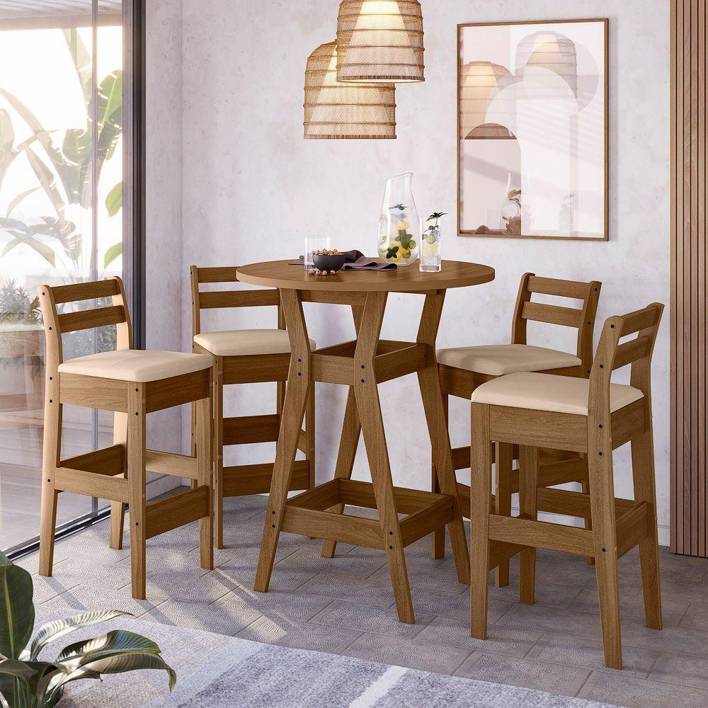 Conjunto Mesa Bistrô Com 4 Banquetas Cedro Gold 51C - 2
