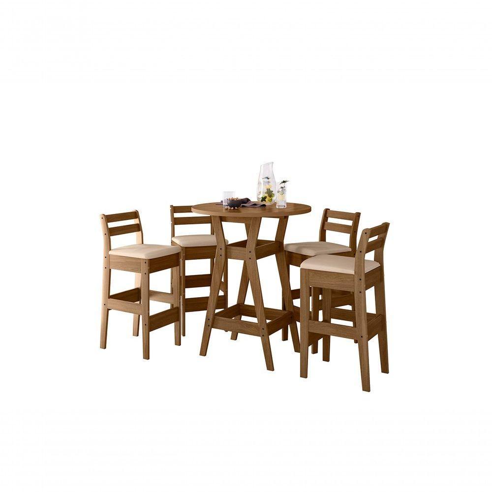 Conjunto Mesa Bistrô Com 4 Banquetas Cedro Gold 51C - 9