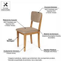 Mesa De Jantar Redonda Gabi Bran/nor Com 4 Cadeiras Estofadas Ella Marrom Claro