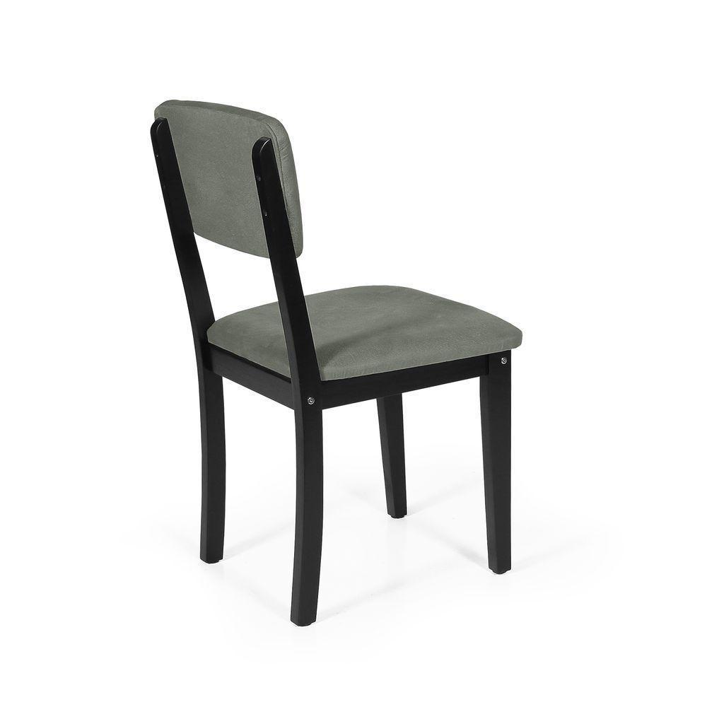 Mesa De Jantar Redonda Gabi Pret/nor Com 4 Cadeiras Estofadas Ella Preto/cinza - 6