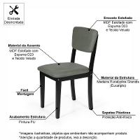 Mesa De Jantar Redonda Gabi Pret/nor Com 4 Cadeiras Estofadas Ella Preto/cinza - 3