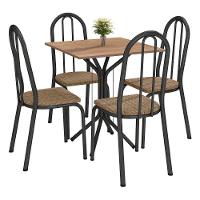 Conjunto De Mesa Com 4 Cadeiras Preto Fosco Tampo Nature - 1