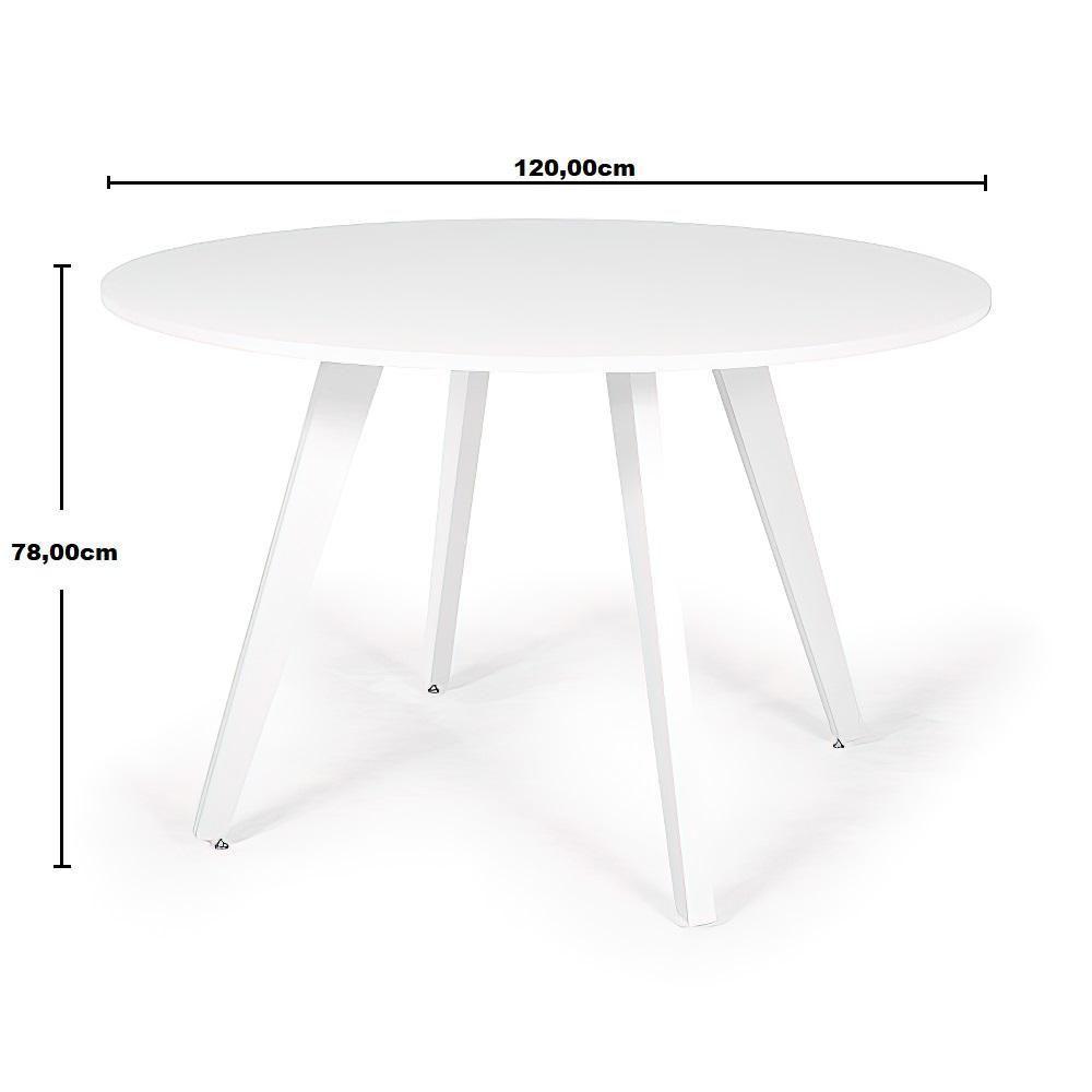 Conjunto Mesa 120cm Branca Com 6 Cadeiras Base Preta - Nude - 2