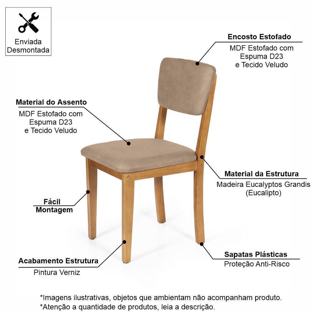 Mesa De Jantar Redonda Gabi Noronha Com 4 Cadeiras Estofadas Ella Marrom Claro - 4