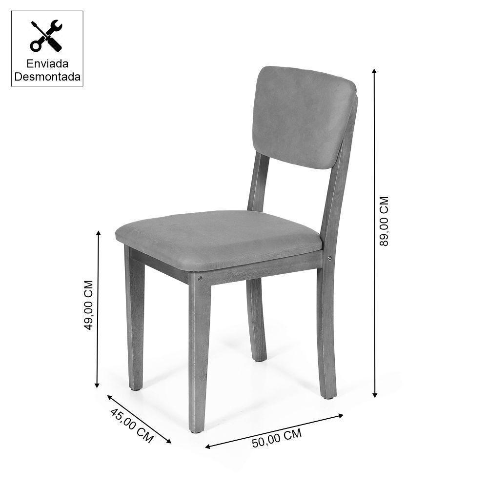 Mesa De Jantar Redonda Gabi Bran/nor Com 4 Cadeiras Estofadas Ella Branco/cinza Escuro - 2