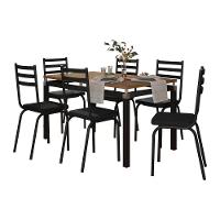 Kit De Mesa Com 6 Cadeiras Malva 136Cm Preto Nature - 1