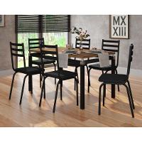 Kit De Mesa Com 6 Cadeiras Malva 136Cm Preto Nature - 2