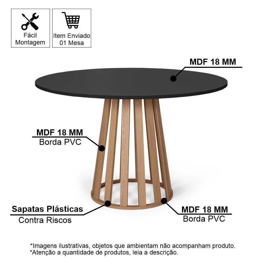 Mesa De Jantar Redonda Gabi Pret/jade Com 4 Cadeiras Estofadas Ella Bege - 2