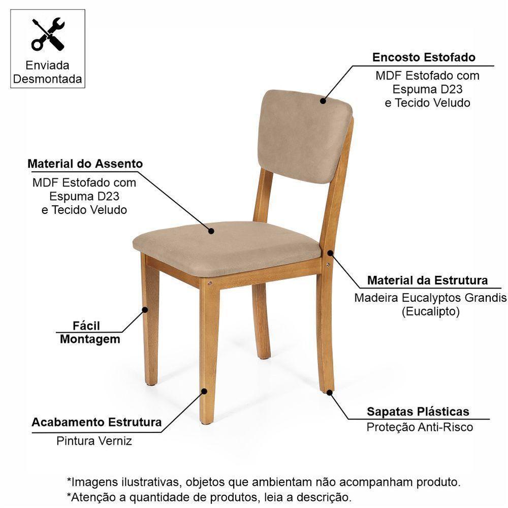 Mesa De Jantar Redonda Gabi Pret/jade Com 4 Cadeiras Estofadas Ella Bege - 4