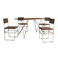 Mesa Jantar Amêndoa Com 4 Cadeiras Marrom E Cobre Marrom - 2