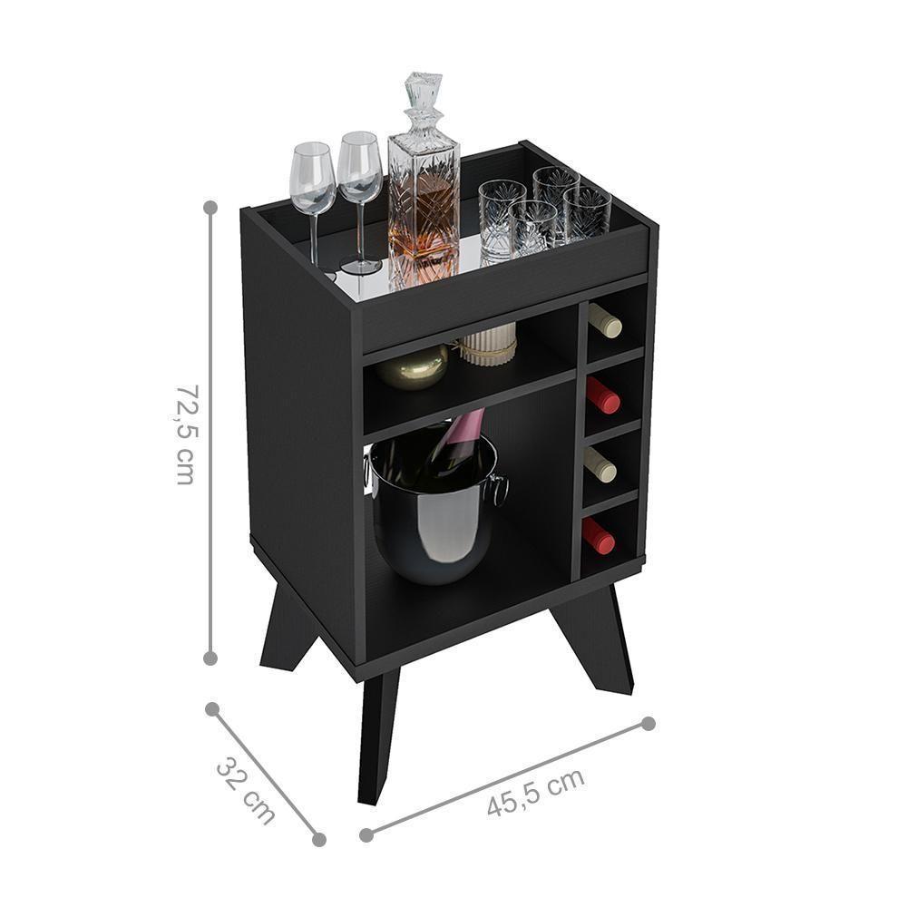 Bar Aparador Tampo Em Espelho Raccoon Preto - 5