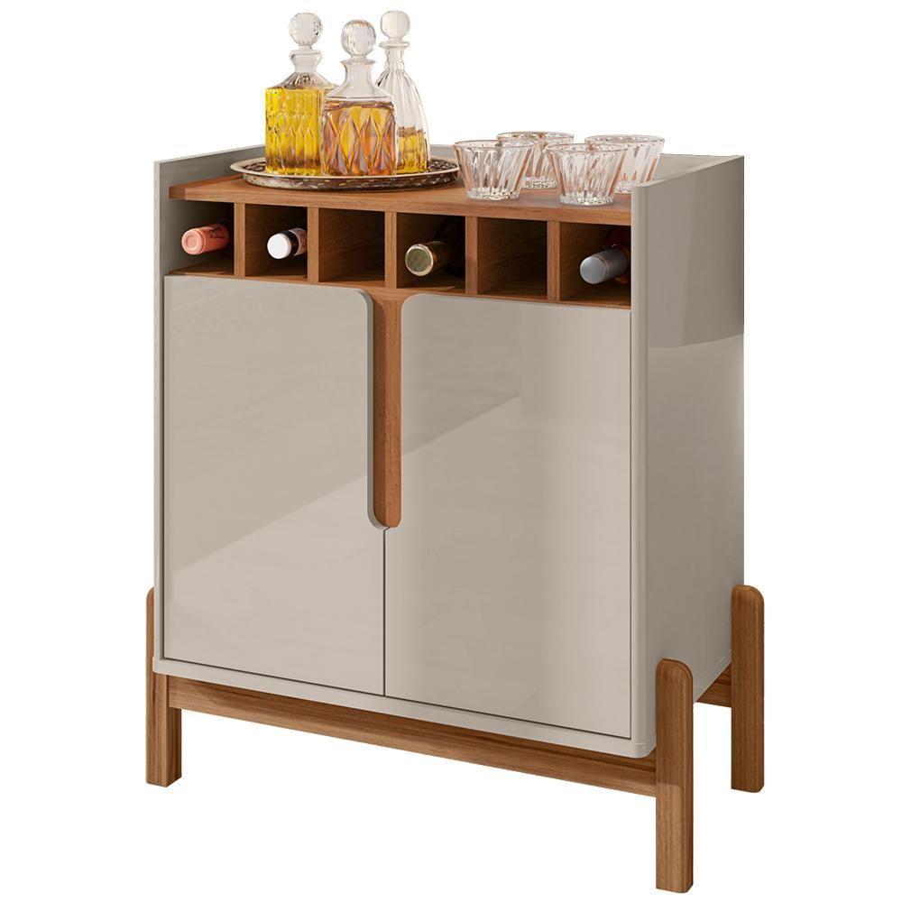 Barzinho c/2Pts Adega p/Sala De Jantar 50522 OffWhite Cedro - 1