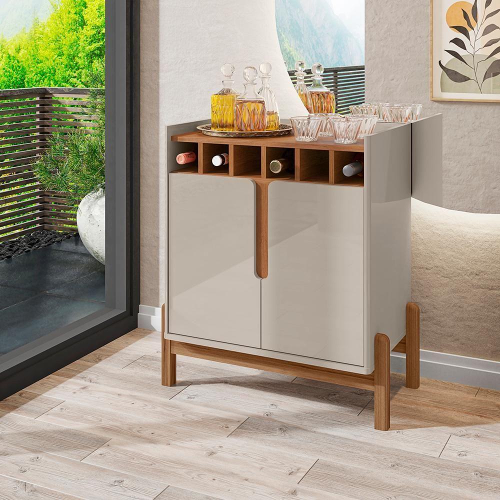 Barzinho c/2Pts Adega p/Sala De Jantar 50522 OffWhite Cedro - 3