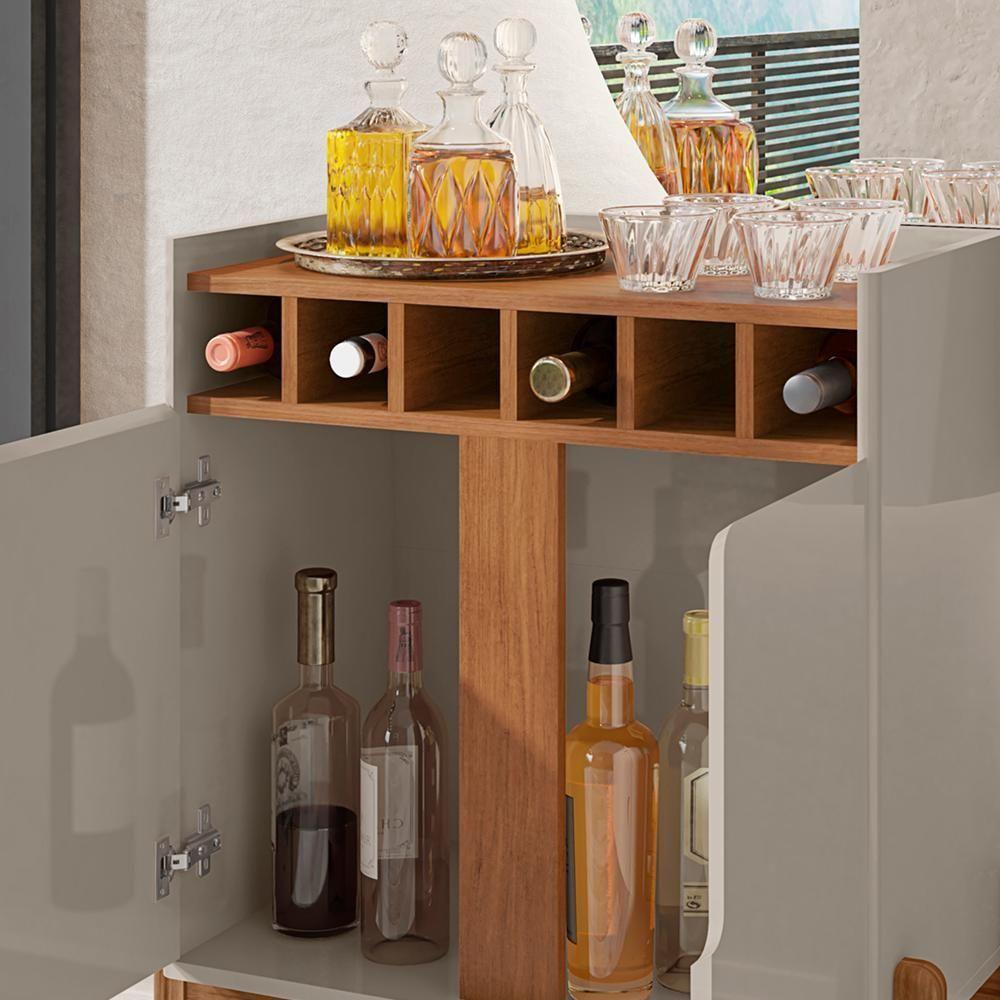 Barzinho c/2Pts Adega p/Sala De Jantar 50522 OffWhite Cedro - 4