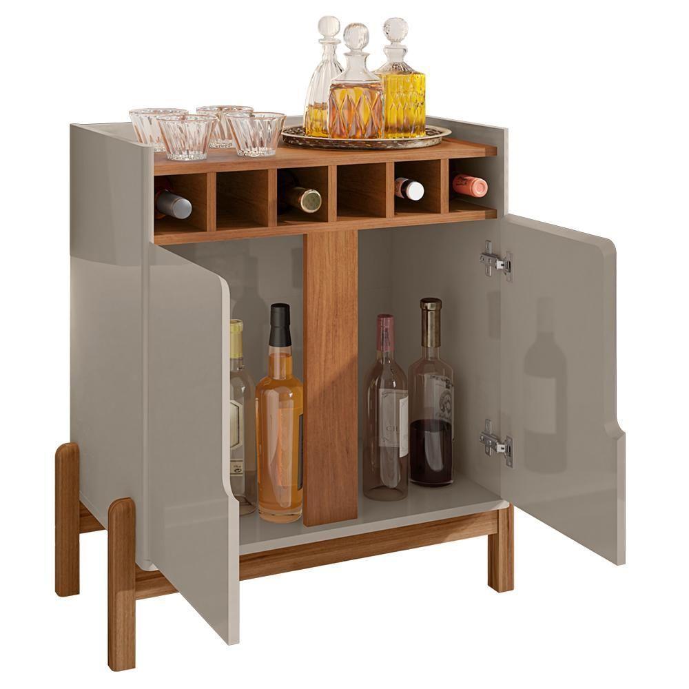 Barzinho c/2Pts Adega p/Sala De Jantar 50522 OffWhite Cedro - 6